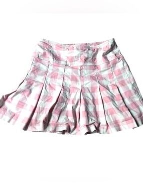 Vintage y2k early 2000s Pink Gingham Pleated Mini Skirt